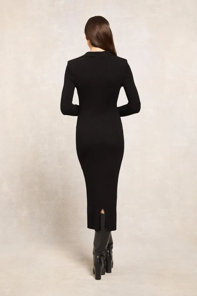Holland Cooper Dresses Women Knitted Shirt Dress Black Holland Cooper Dresses Women Knitted Shirt Dress Black