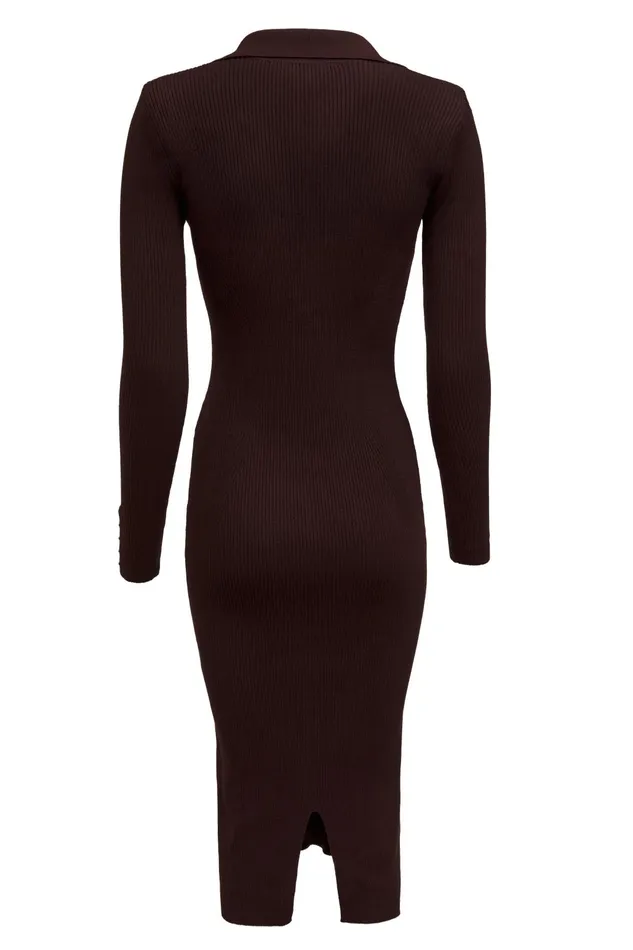 Holland Cooper Dresses Women Knitted Shirt Dress Chocolate Holland Cooper Dresses Women Knitted Shirt Dress Chocolate