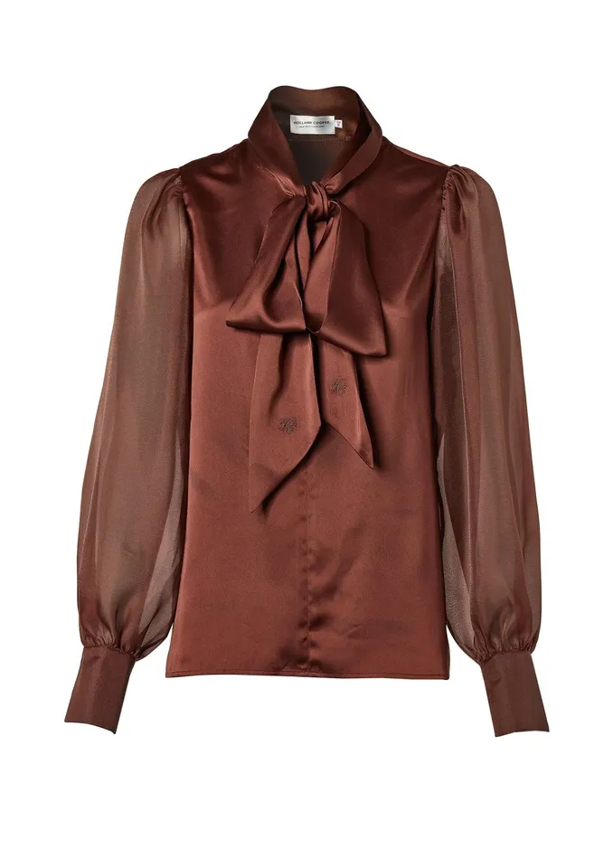Holland Cooper Shirts and Blouses Women Ariella Blouse Chocolate Holland Cooper Shirts and Blouses Women Ariella Blouse Chocolate