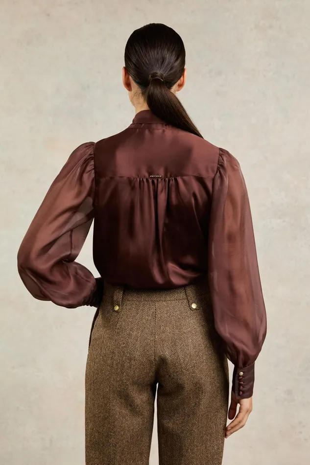 Holland Cooper Shirts and Blouses Women Ariella Blouse Chocolate Holland Cooper Shirts and Blouses Women Ariella Blouse Chocolate