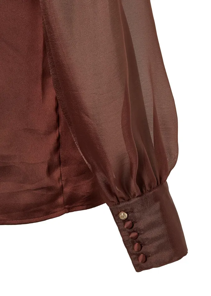 Holland Cooper Shirts and Blouses Women Ariella Blouse Chocolate Holland Cooper Shirts and Blouses Women Ariella Blouse Chocolate