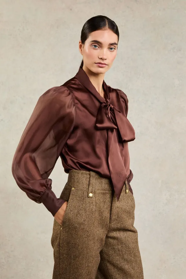 Holland Cooper Shirts and Blouses Women Ariella Blouse Chocolate Holland Cooper Shirts and Blouses Women Ariella Blouse Chocolate