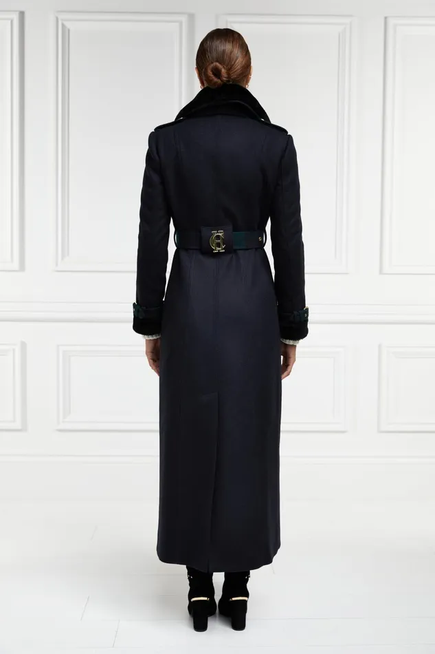 Holland Cooper Trench Coats Women Gold Label Trench Soft Navy Blackwatch