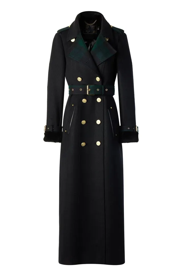 Holland Cooper Trench Coats Women Gold Label Trench Soft Navy Blackwatch