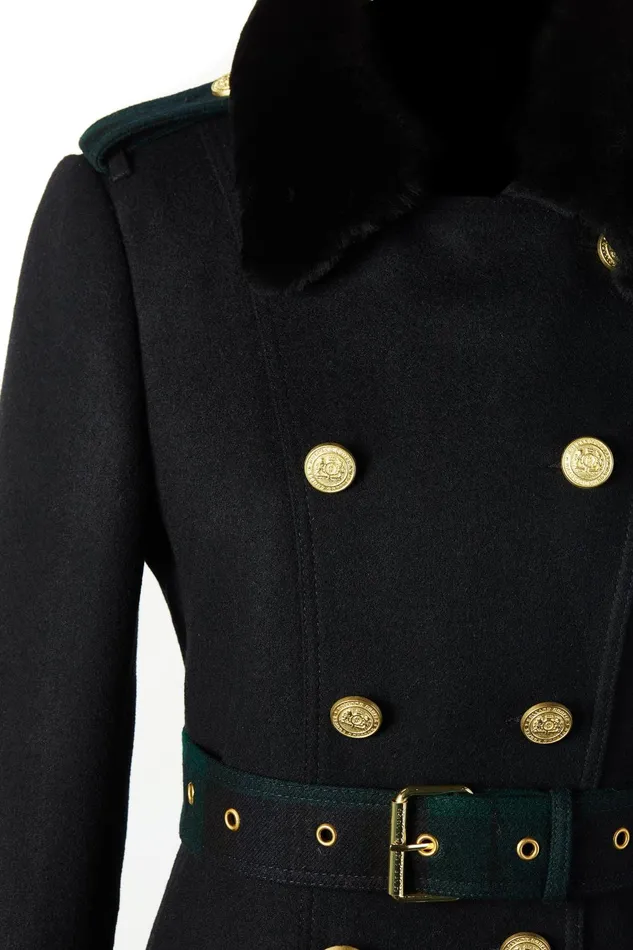 Holland Cooper Trench Coats Women Gold Label Trench Soft Navy Blackwatch