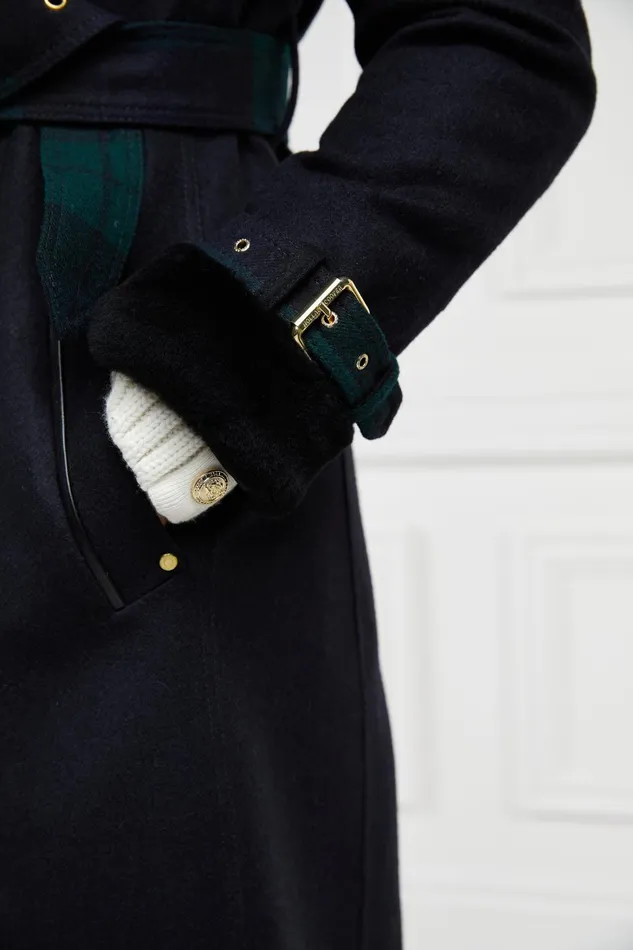 Holland Cooper Trench Coats Women Gold Label Trench Soft Navy Blackwatch