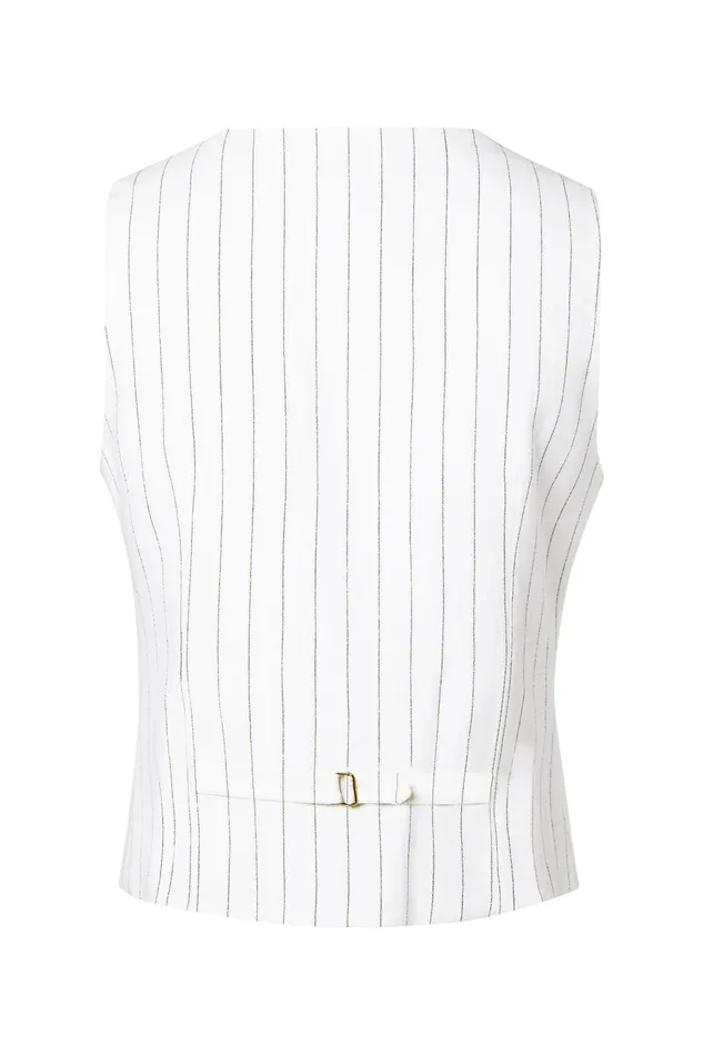 Holland Cooper Waistcoats Women Hampton Waistcoat Oyster Linen Pinstripe Holland Cooper Waistcoats Women Hampton Waistcoat Oyster Linen Pinstripe