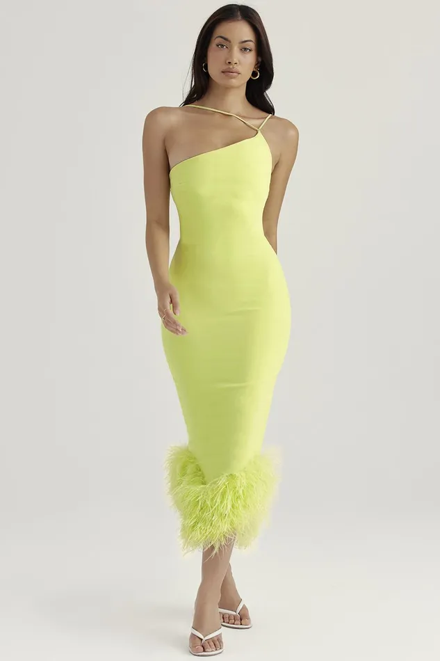 House Of CB AlessiaLime Midi Dress 8211 SALE Lime Women Bodycon Dresses