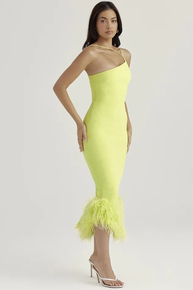 House Of CB AlessiaLime Midi Dress 8211 SALE Lime Women Bodycon Dresses