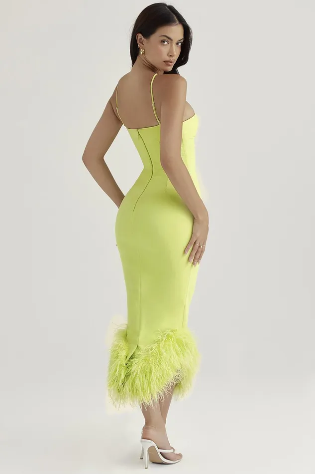 House Of CB AlessiaLime Midi Dress 8211 SALE Lime Women Bodycon Dresses
