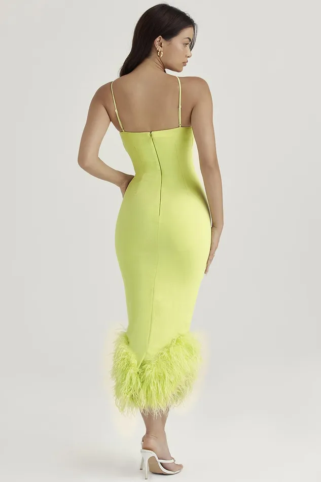 House Of CB AlessiaLime Midi Dress 8211 SALE Lime Women Bodycon Dresses