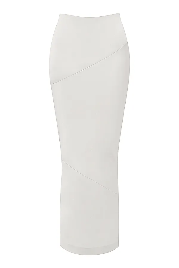House Of CB ColetteIvory Satin Bias Cut Midi Skirt 8211 SALE Ivory Women Skirts