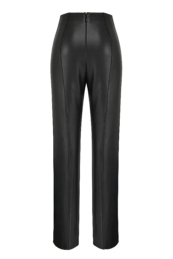 House Of CB ElenaoraBlack Vegan Leather Trousers 8211 SALE Black Women Trousers