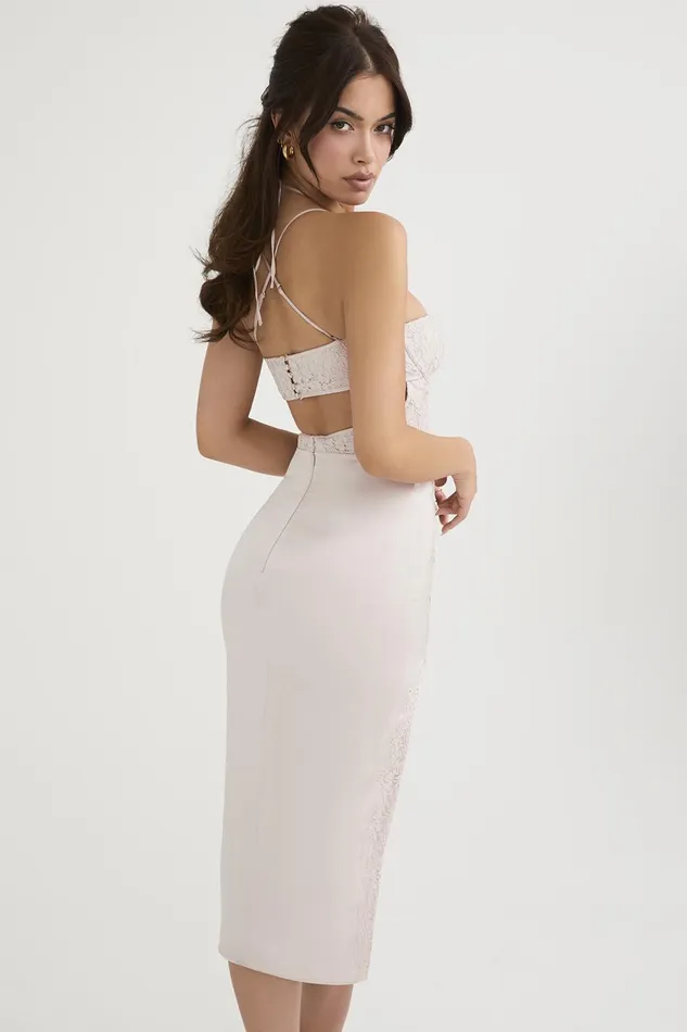 House Of CB GeorgiaCrystal Satin And Lace Midi Dress 8211 SALE Crystal Women Bodycon Dresses