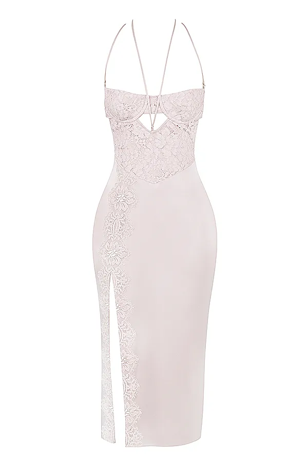 House Of CB GeorgiaCrystal Satin And Lace Midi Dress 8211 SALE Crystal Women Bodycon Dresses