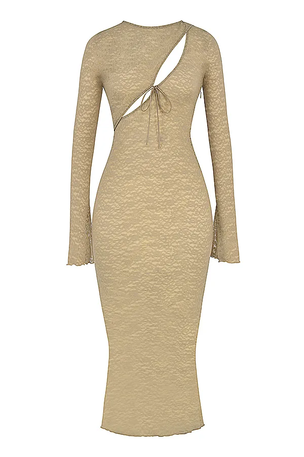 House Of CB GiovannaStone Floral Lace Maxi Dress 8211 SALE Stone Women Bodycon Dresses