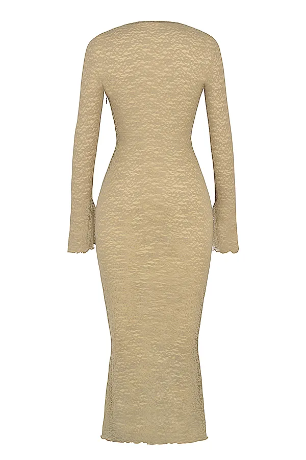 House Of CB GiovannaStone Floral Lace Maxi Dress 8211 SALE Stone Women Bodycon Dresses