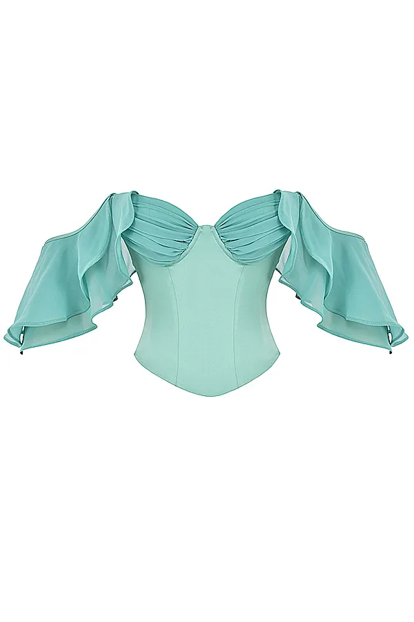 House Of CB IsabellaJade Ruffle Sleeve Corset 8211 SALE Jade Women Corsets