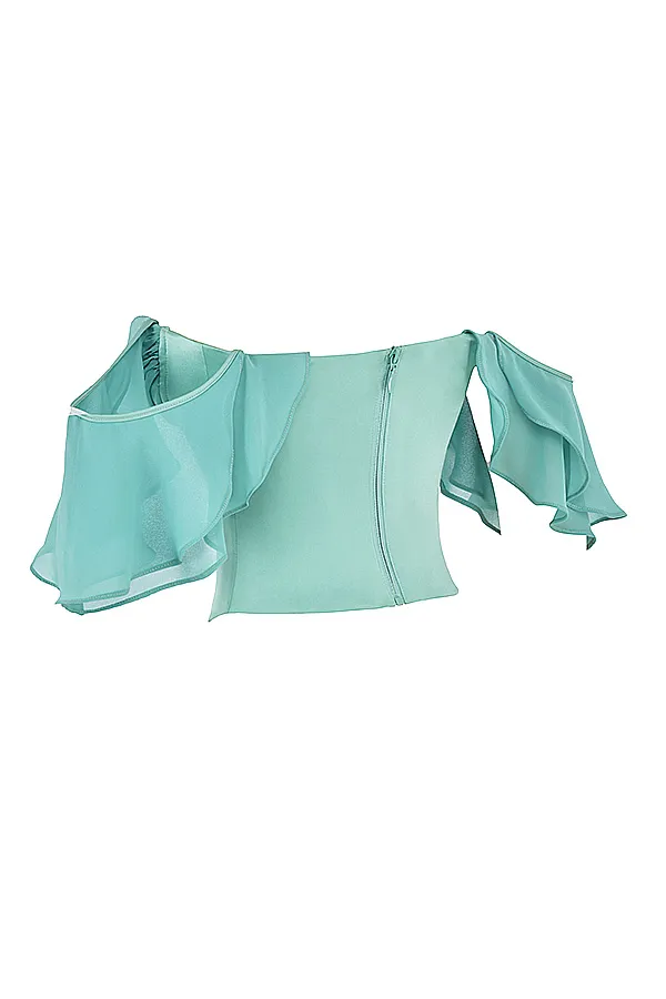 House Of CB IsabellaJade Ruffle Sleeve Corset 8211 SALE Jade Women Corsets