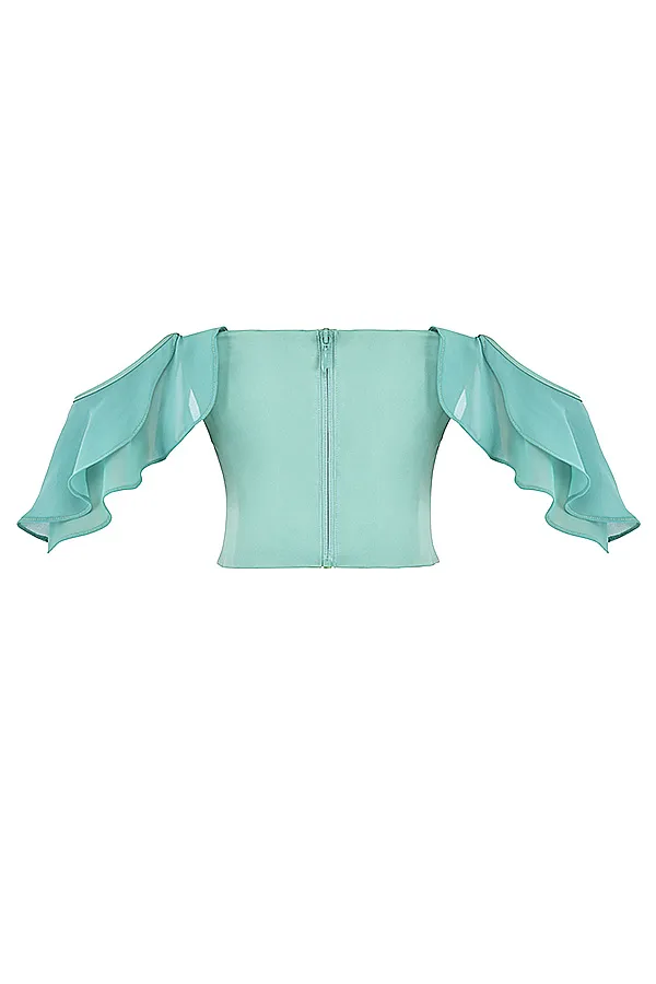 House Of CB IsabellaJade Ruffle Sleeve Corset 8211 SALE Jade Women Corsets