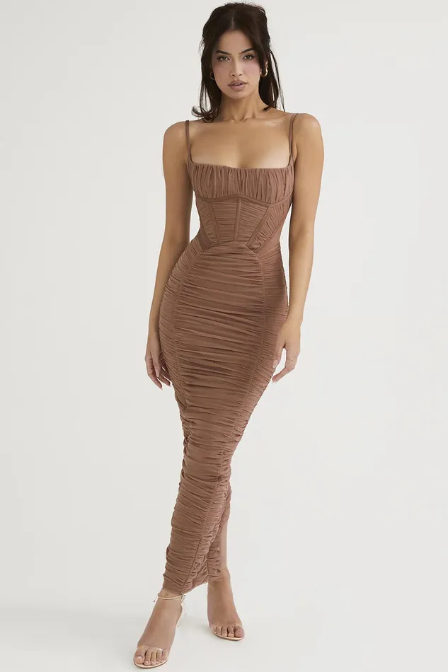 House Of CB LilianMocha Corset Maxi Dress 8211 SALE Mocha Women Bodycon Dresses