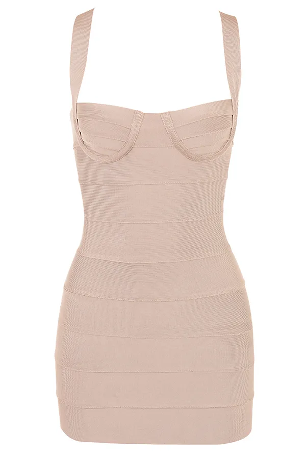House Of CB MalihaLatte Bandage Mini Dress 8211 SALE Latte Women Bodycon Dresses