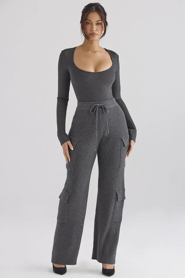 House Of CB MariannaCharcoal Loungewear Bodysuit 8211 SALE Charcoal Women Tops