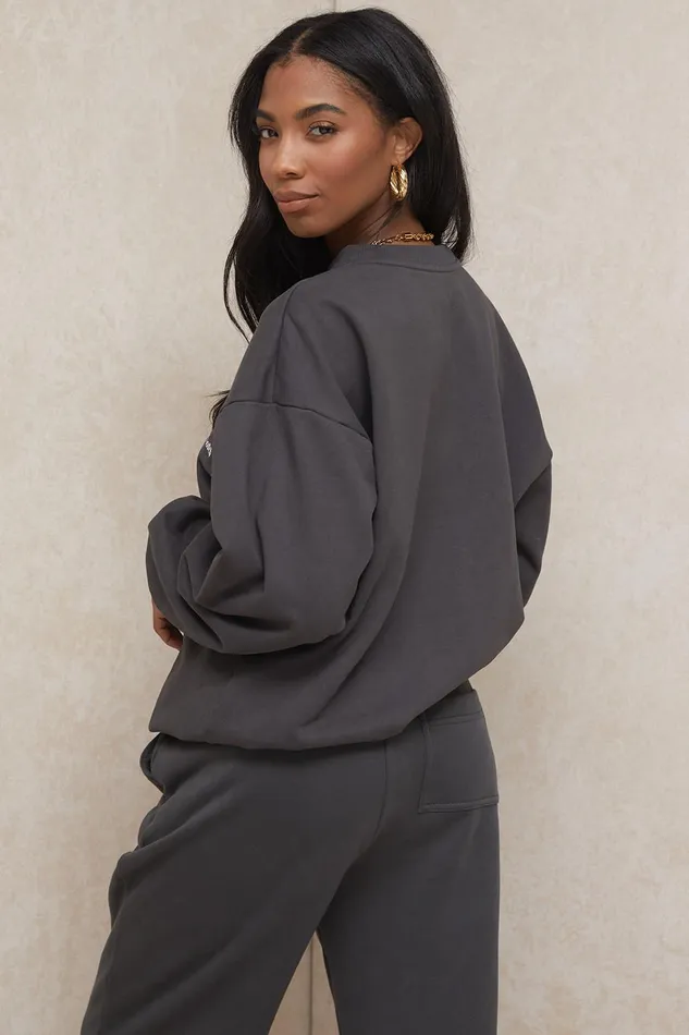 House Of CB TommyCharcoal Oversized Crewneck Sweatshirt Charcoal Women Sweats