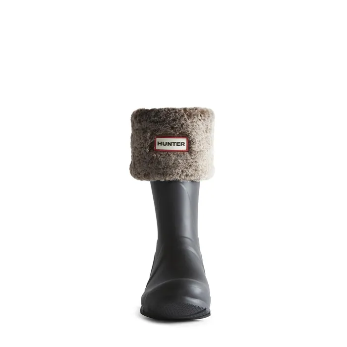 Hunter Boots Unisex Faux Fur Short Boot Sock Beige Women Socks and Accessories