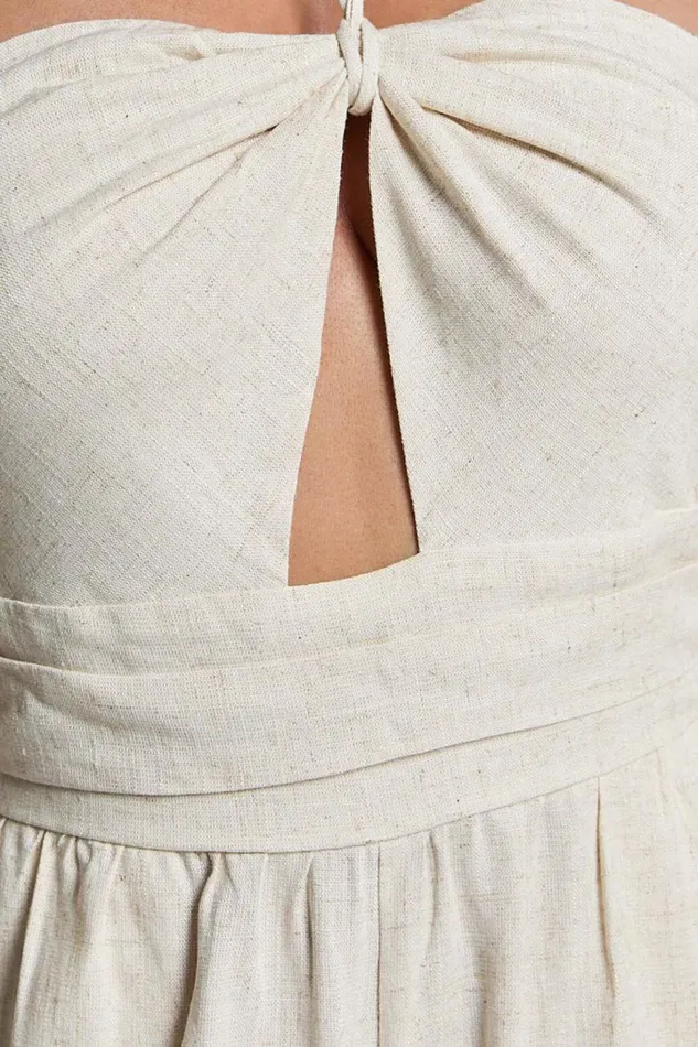 Isla Jumpsuit 8211 Linen Look Halter Neck Jumpsuit In Beige Women Showpo Jumpsuits