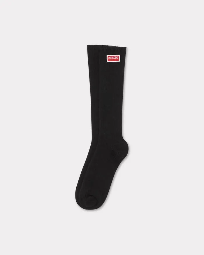Kenzo Socks MenWomen Tag039 Cotton Socks Black