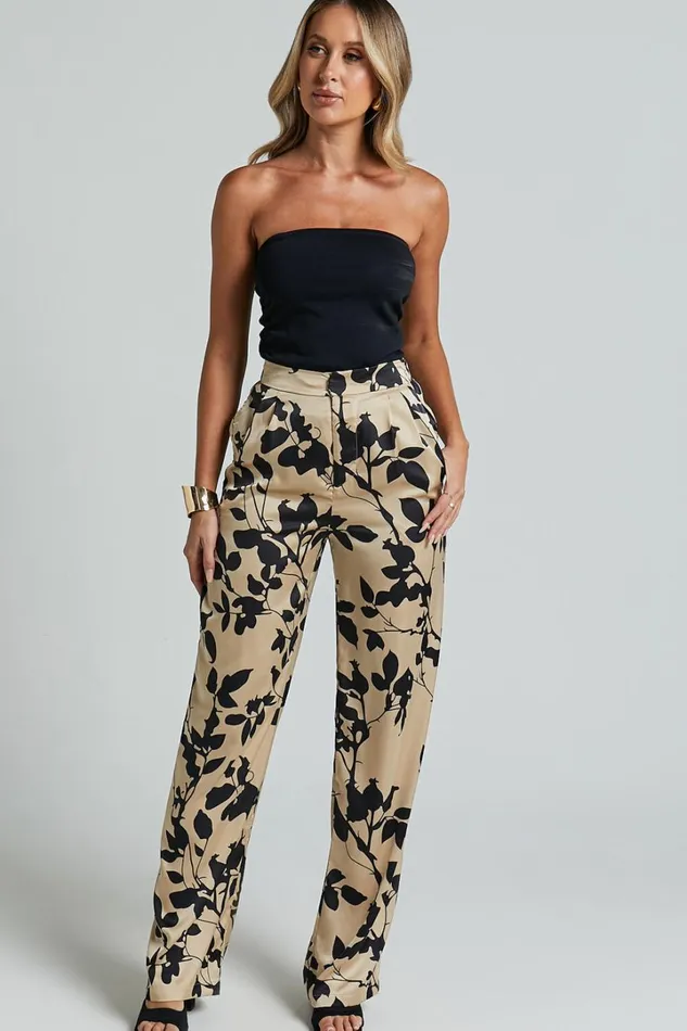 Laila Pants 8211 High Waisted Wide Leg Pants In Black And Cream Print Women Showpo Pants