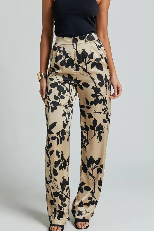 Laila Pants 8211 High Waisted Wide Leg Pants In Black And Cream Print Women Showpo Pants