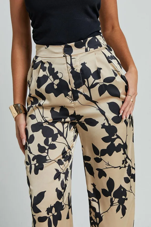 Laila Pants 8211 High Waisted Wide Leg Pants In Black And Cream Print Women Showpo Pants