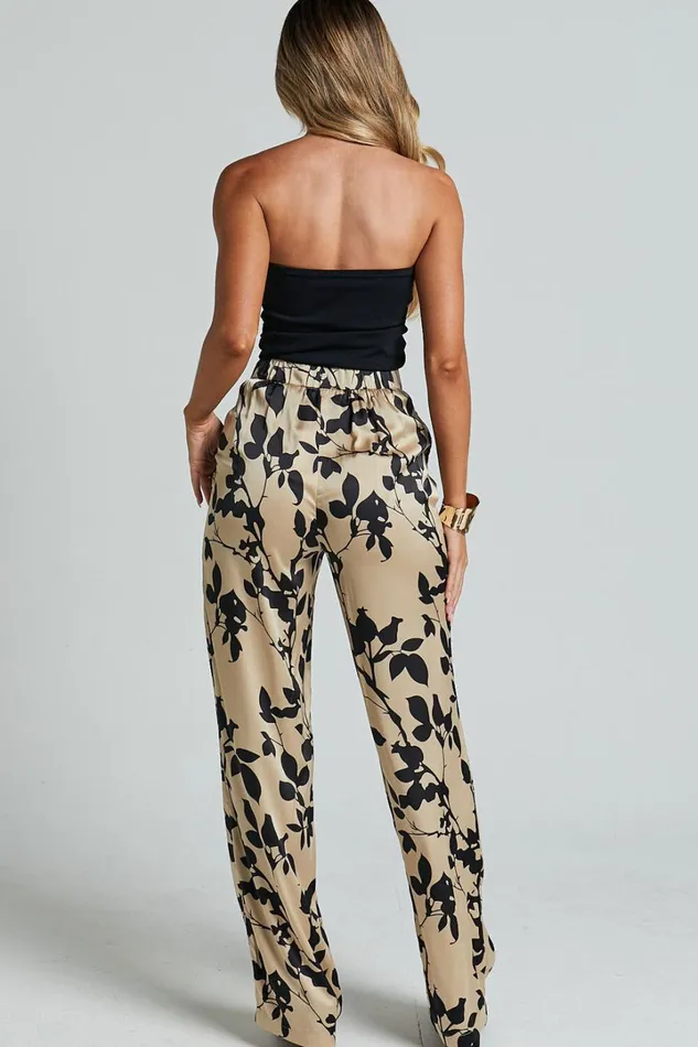 Laila Pants 8211 High Waisted Wide Leg Pants In Black And Cream Print Women Showpo Pants