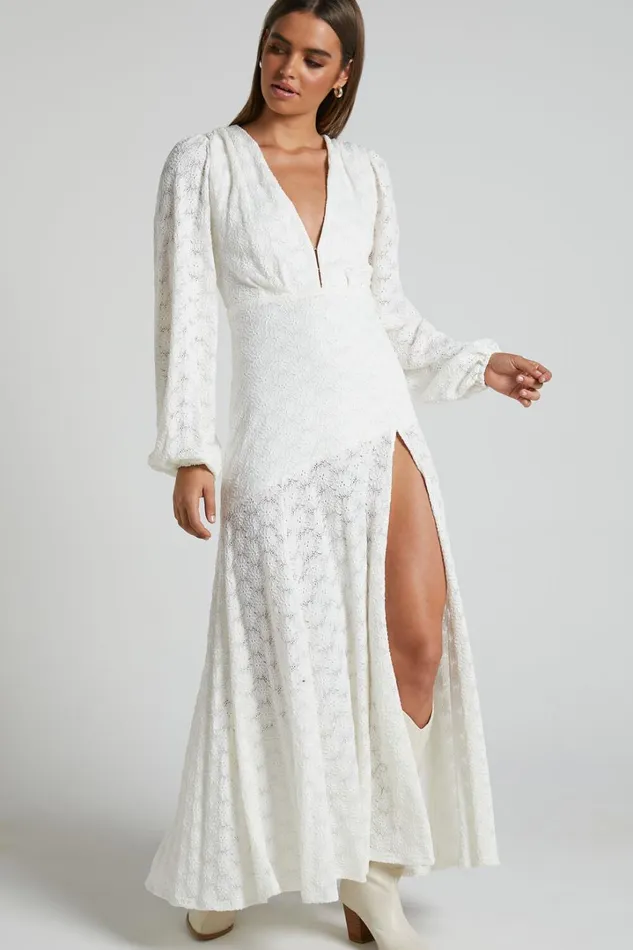 Larahmae Midi Dress 8211 Embroidered Long Sleeve Dress In White Women Showpo Dresses