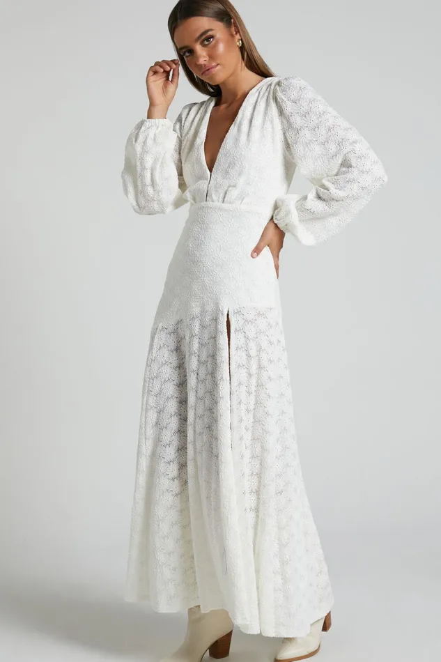 Larahmae Midi Dress 8211 Embroidered Long Sleeve Dress In White Women Showpo Dresses