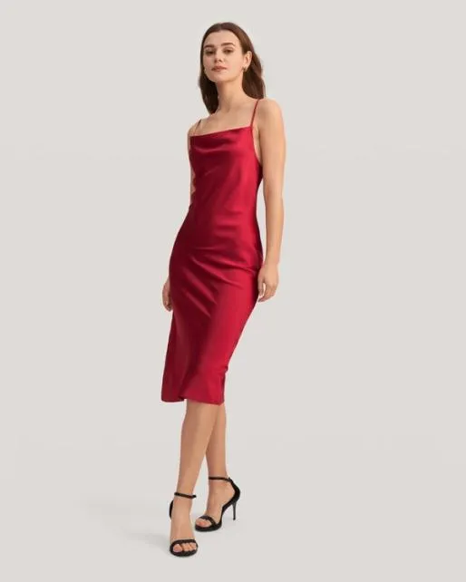 Lilysilk Lilysilk Cowl Neck Champagne Silk Slip Dress US Online Women Jumpsuits Dresses