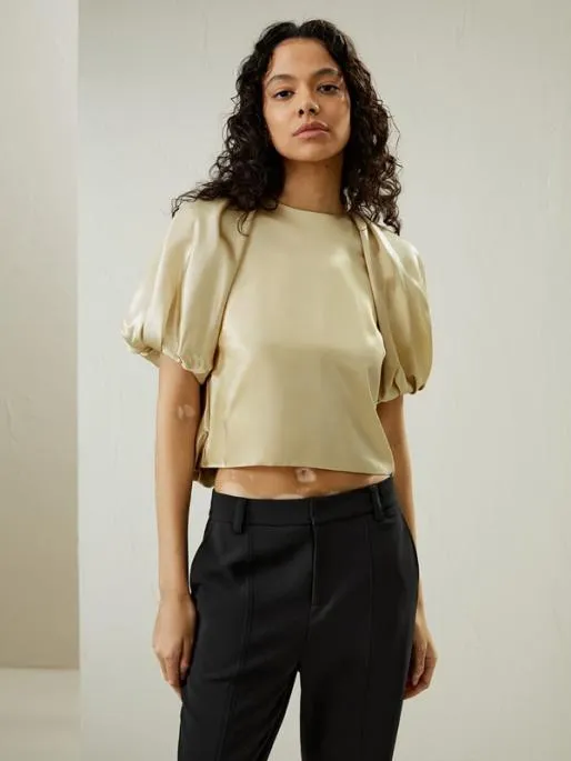 Lilysilk Puff Short Sleeve Silk Top 8211 Luxurious Silk Blouses For Women Women Blouses Shirts