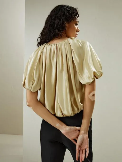 Lilysilk Puff Short Sleeve Silk Top 8211 Luxurious Silk Blouses For Women Women Blouses Shirts