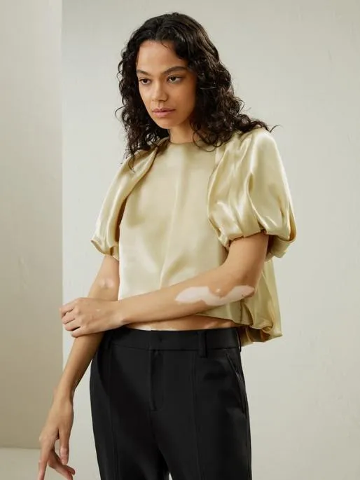 Lilysilk Puff Short Sleeve Silk Top 8211 Luxurious Silk Blouses For Women Women Blouses Shirts