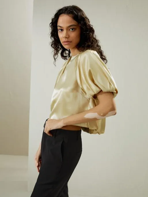 Lilysilk Puff Short Sleeve Silk Top 8211 Luxurious Silk Blouses For Women Women Blouses Shirts