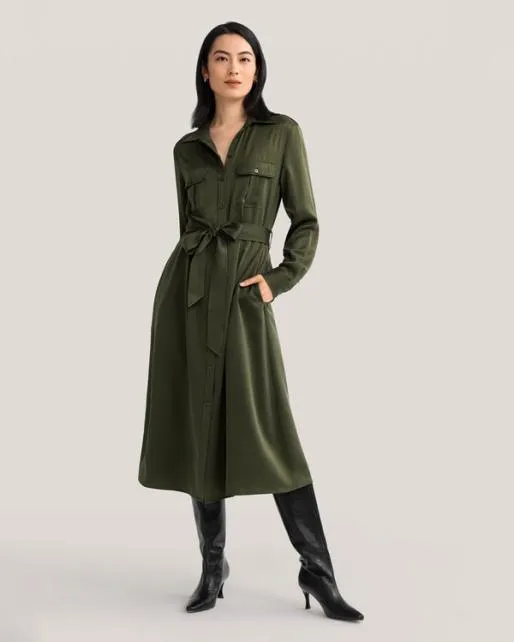 Lilysilk Sandwashed Pocket Trench Dress Women Jumpsuits Outerwear