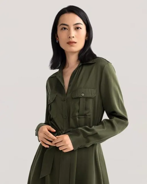 Lilysilk Sandwashed Pocket Trench Dress Women Jumpsuits Outerwear