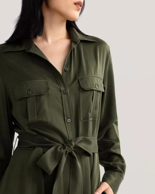 Lilysilk Sandwashed Pocket Trench Dress Women Jumpsuits Outerwear