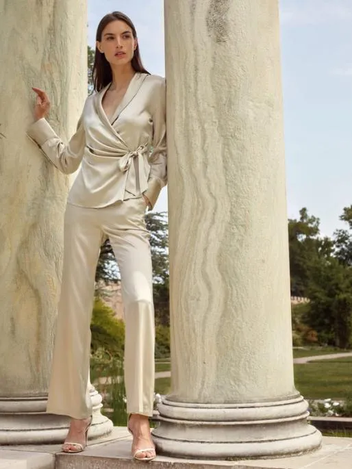 Lilysilk Silk Wrap Tie Waist Blazer Women Outerwear