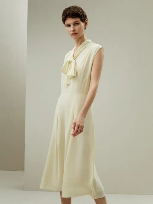 Lilysilk The Saudade Dress 8211 100 Mulberry Silk Retro Sleeveless Dress With Bow Women Jumpsuits Dresses