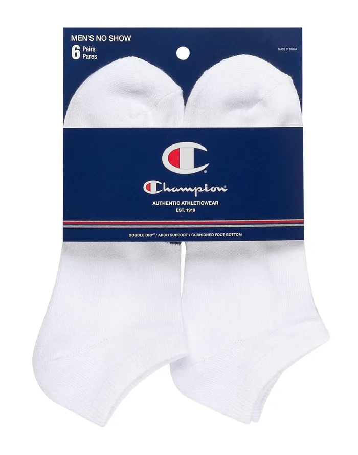 Men039S NoShow Socks Extended Sizes 6Pairs White Men Champion Socks
