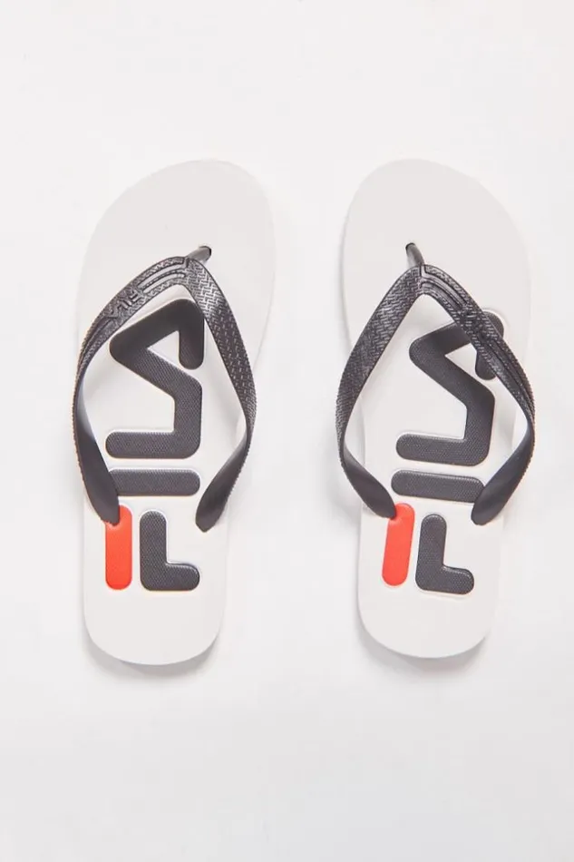 Men Black and White Fila Thong Toe Slider 1010288 Brentiny Paris Slides and Flip Flops