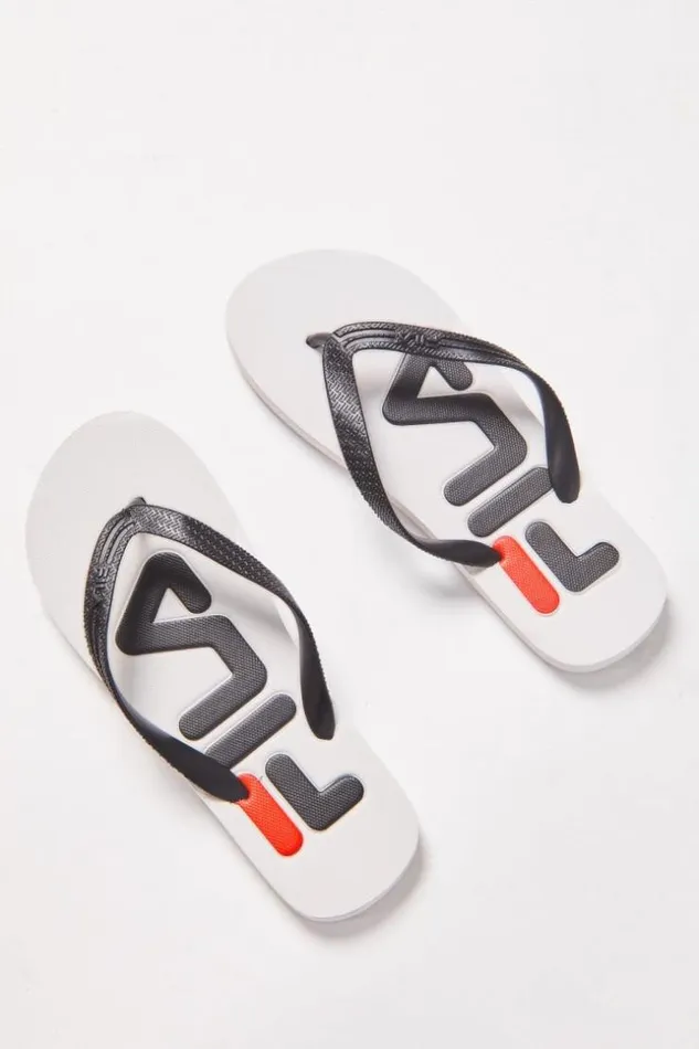 Men Black and White Fila Thong Toe Slider 1010288 Brentiny Paris Slides and Flip Flops